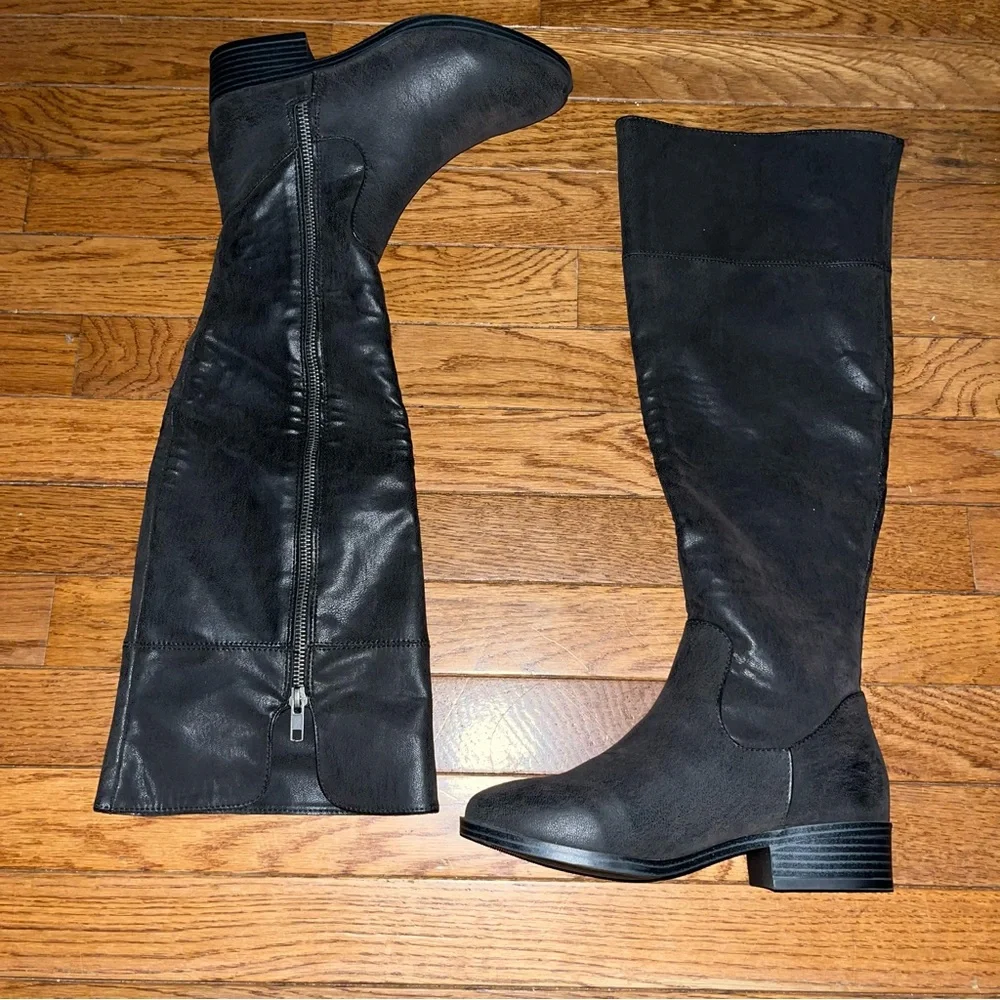 MIA Black Carsyn Knee High Boot Faux Leather Women’s Size 5 Wide Width 5W